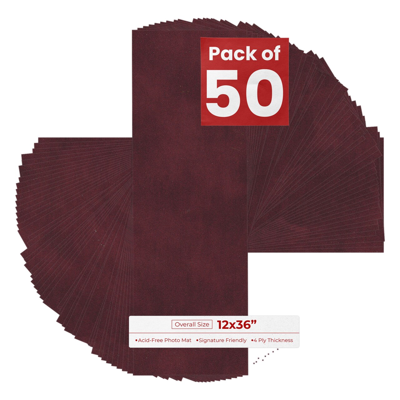 Dark Red Suede 12x36 Uncut Mat Board - Blank Sheets, No Opening